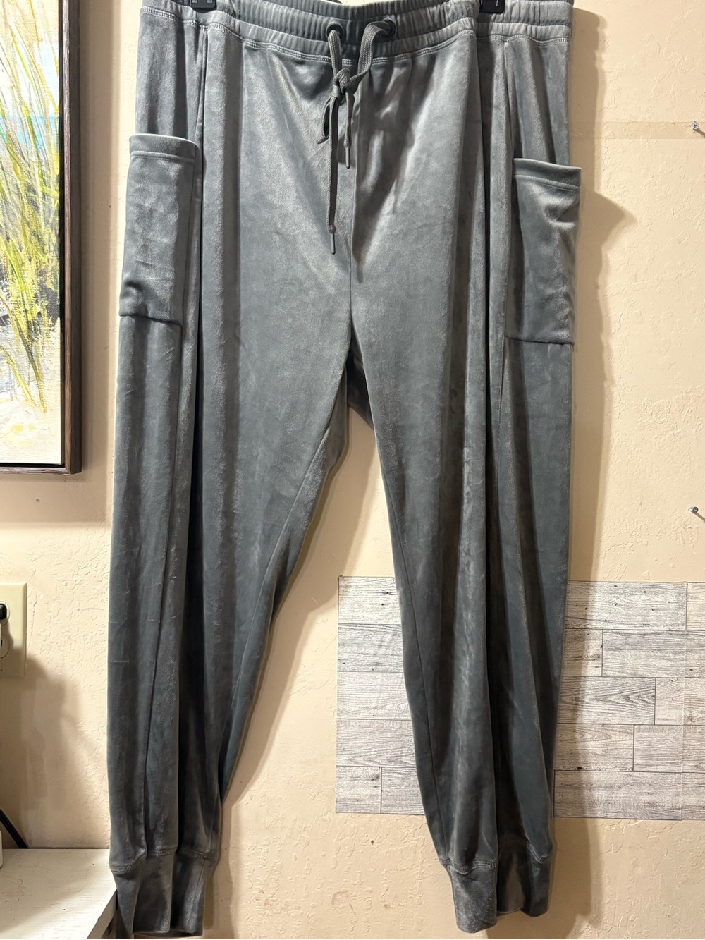 Women’s Gray Velour Cargo Jogger Pants
